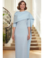 billiga Golvlängd-Åtsmitande Golvlång Formell klädsel Aftonklänning Klänning till brudens mor 3/4 ärm Rund hals Elegant Formell Satäng Stretch crepe med Enfärgat