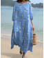 economico Abiti floreali-Vestito maxi da donna in lino simile traspirante leggero abito da sole abito a linea abito estivo vacanza casual boho quotidiano spiaggia vacanza maniche 3/4 scollo a giro