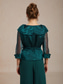 abordables Blusas Elegantes-Mujer Tops elegantes corbata frontal Transparente Elegante Manga 3/4 Escote en Pico Cuello Camisero Tops regulares Invitado a la boda Traje de cóctel Verde esmeralda Verano Primavera Otoño