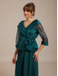 abordables Blusas Elegantes-Mujer Tops elegantes corbata frontal Transparente Elegante Manga 3/4 Escote en Pico Cuello Camisero Tops regulares Invitado a la boda Traje de cóctel Verde esmeralda Verano Primavera Otoño
