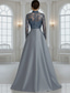 billiga Ballgowns för kvällsbruk-A-linje Golvlång Pärlbroderad Formell klädsel Klänning för brudens mor Kvälls klänningar Formell klädsel Elegant glittrande Långärmad Hög hals Bröllop Formell Ficka Satäng Paljetter med Glitter