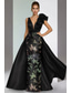 cheap Ball Gown Evening Dresses-A-Line Sheath Column Floor Length Evening Gown Ball Gown with Overskirt Elegant Glittering Floral Sleeveless V Neck Evening Party Wedding Satin with Floral Print Sequin Slit