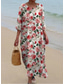 economico Abiti floreali-Vestito maxi da donna in lino simile traspirante leggero abito da sole abito a linea abito estivo vacanza casual boho quotidiano spiaggia vacanza maniche 3/4 scollo a giro