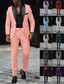 voordelige Heren Klassieke Blazers-Voor heren Blazer + pantalon Blazer Kostuums liiketoiminta Cocktailparty Bruiloft 2-delig Modieus Casual Lente Herfst Polyester Kleurenblok Zak Knop Comfortabel Enkele rij knopen Blazer Donkergrijs