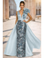 cheap Ball Gown Evening Dresses-A-Line Sheath Column Floor Length Evening Gown Ball Gown with Overskirt Elegant Glittering Floral Sleeveless V Neck Evening Party Wedding Satin with Floral Print Sequin Slit