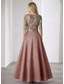 abordables Robes de cocktail-Ligne A Longueur cheville Longueur thé Robe de Soirée Robe de Cocktail Robe d'invité de mariage Robes de Cocktail Élégant Scintillant Manche 3/4 Col Bateau Fête de jardin Formel Poche Taffetas