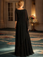 economico Lunghezza del pavimento-Linea ad A Lunghezza al pavimento Abito da invitata a nozze Abito Formale Abito da sera Abito da cerimonia per signora Manica 3/4 Girocollo Elegante Ospite di nozze Festa di fidanzamento Chiffon con