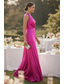 baratos Vestidos de noite tipo tubinho-Tubinho Longo Vestido de convidada de casamento Vestido formal Vestido de noite Vestidos de baile Elegante Sem Manga Assimétrico Baile de Formatura Formal Cetim com Cor Única