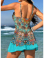 abordables Tankinis-Mujer Bañadores Una pieza Falda Traje de baño Punto Elegante Vacaciones Graphic Geométrico Escote en Pico Sin Mangas Trajes de baño