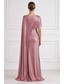 billiga Ballgowns för kvällsbruk-Balklänning Åtsmitande Svepsläp Golvlång Balklänning med kappa Elegant Kortärmad Rund hals Bröllop Formell Satäng med Veckad