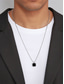 voordelige Heren sieraden-Herenketting met vierkante hanger van roestvrij staal in zwart – minimalistische geometrische schakelketting in goud, zilver en zwart, een modieus accessoire voor dagelijks gebruik, zakelijke casual gelegenheden en vakanties.