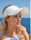 ieftine Pălării de damă-Pălărie sport casual pentru femei cu vizieră de soare, tricotată din poliester elastic cu bor larg, șapcă ușoară și respirabilă, reglabilă, perfectă pentru ținute casual zilnice, vacanță, plajă, sporturi în aer liber și călătorii