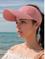ieftine Pălării de damă-Pălărie sport casual pentru femei cu vizieră de soare, tricotată din poliester elastic cu bor larg, șapcă ușoară și respirabilă, reglabilă, perfectă pentru ținute casual zilnice, vacanță, plajă, sporturi în aer liber și călătorii