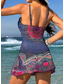 abordables Tankinis-Mujer Bañadores Una pieza Falda Traje de baño Punto Elegante Vacaciones Graphic Geométrico Escote en Pico Sin Mangas Trajes de baño
