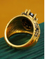 رخيصةأون مجوهرات رجالية-خاتم رجالي عتيق الطراز الملكي، مصنوع من سبيكة معدنية مرصعة بحجر كريم أسود، مثالي لحفلات الزفاف والمناسبات.