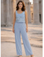 cheap Mom's Pant Suits-3 Piece Pantsuit Floor Length Mother of the Bride Dress Long Sleeve Boat Neck Elegant Minimalist Formal Wedding Guest Holiday Chiffon Wrap Included with Flower