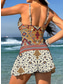abordables Tankinis-Mujer Bañadores Una pieza Falda Traje de baño Punto Elegante Vacaciones Graphic Geométrico Escote en Pico Sin Mangas Trajes de baño