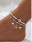 abordables Pulsera de mujer-Tobilleras bohemias multicolores de resina y aleación para mujer, diseño de perla y concha, perfectas para vacaciones y uso diario informal.