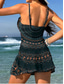 abordables Tankinis-Mujer Bañadores Una pieza Falda Traje de baño Punto Elegante Vacaciones Graphic Geométrico Escote en Pico Sin Mangas Trajes de baño