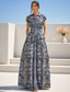 billiga Golvlängd-A-linje Golvlång Bröllopsgästklänning Formell klädsel Aftonklänning Klänning till brudens mor Kortärmad V-hals Elegant Vintage Bröllop Formell Nylon med Slits Ficka