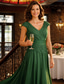 preiswerte Bodenlänge-A-Linie Bodenlang Kleid für Hochzeitsgäste Abendkleid Brautmutterkleid Ärmellos V Ausschnitt Elegant Einfach Formell Hochzeitsgast Formeller Abend Chiffon mit Einfarbig