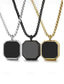 voordelige Heren sieraden-Herenketting met vierkante hanger van roestvrij staal in zwart – minimalistische geometrische schakelketting in goud, zilver en zwart, een modieus accessoire voor dagelijks gebruik, zakelijke casual gelegenheden en vakanties.