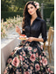 economico Lunghezza del pavimento-Linea ad A Lunghezza al pavimento Abito da invitata a nozze Abito Formale Abito da sera Abito da cerimonia per signora Manica 3/4 Colletto a Camicia Elegante Spacco Alto Formale Raso con Bottoni
