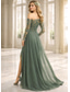 preiswerte Bodenlänge-Schlauchkleid Kleid Bodenlang Kleid für Hochzeitsgäste Abendkleid Überrockkleid Brautmutterkleid Langarm Ein-Schulter Elegant Formell Chiffon mit Spitze Einfarbig