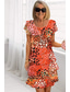billige Chiffonkjoler-Dame Midikjole Chiffonkjoler Sommerkjole Print kjole Elegant Daglig Normal Blomstret Geometrisk Kortermet Crew-hals Lysegul Lys rosa Dusty Rose Rød Sommer