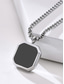 voordelige Heren sieraden-Herenketting met vierkante hanger van roestvrij staal in zwart – minimalistische geometrische schakelketting in goud, zilver en zwart, een modieus accessoire voor dagelijks gebruik, zakelijke casual gelegenheden en vakanties.