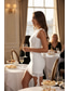 cheap Little White Dresses-Sheath Column Short Mini White Dress Little White Dress Elegant Open Back Sleeveless Off Shoulder Wedding Formal Chiffon Backless with Ruched Ruffles
