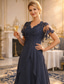 billige Ankellengde-A-linje Te-lengde Festkjole Cocktail Kjole Gjestekjole til bryllup Kjole til brudens mor Kortermet V-hals Elegant Formell Bryllupsgjest Formell kveld Chiffon med Ensfarget
