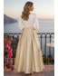 abordables Vestidos de cóctel-Dos Piezas Vestido Midi Vestidos de coctel Vestidos de fiesta Elegante Bloque de Color Manga Larga Escote en Pico Boda Ropa de fiesta Satén con Plisado