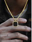 voordelige Heren sieraden-Herenketting met vierkante hanger van roestvrij staal in zwart – minimalistische geometrische schakelketting in goud, zilver en zwart, een modieus accessoire voor dagelijks gebruik, zakelijke casual gelegenheden en vakanties.
