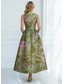 preiswerte Cocktailkleider-A-Linie Tee-Länge Abendkleid Cocktailkleider Elegant Ärmellos U-Boot-Ausschnitt Hochzeit Formell Jacquard mit Falten