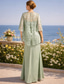 abordables Longueur du plancher-Fourreau Colonne Longueur au sol Robe d'invité de mariage Robe de Cérémonie Robe de soirée Robe de Mère de Mariée  Demi Manches Bijoux Élégant robe demoiselle d honneur Satin Dentelle avec Broderie