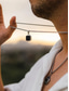 voordelige Heren sieraden-Herenketting met vierkante hanger van roestvrij staal in zwart – minimalistische geometrische schakelketting in goud, zilver en zwart, een modieus accessoire voor dagelijks gebruik, zakelijke casual gelegenheden en vakanties.