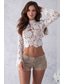 preiswerte Hochzeitskleider-Boho-Hochzeitskleider Strandhochzeit Teile Hochkragen Langarm Teile Spitzen-Brautoberteile Brautkleider mit Applikationen Kleid das beeindruckt Herbsthochzeit (Nur Oberteil)