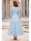 abordables Longueur de cheville-Ligne A Robe Longueur cheville Robe de Cocktail Robe de Mère de Mariée  manche longue Col Bateau Élégant ancien Occasionnel Formel robe demoiselle d honneur Semi-Formel avec Fleurs 3D Broderie