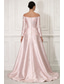 billiga Ballgowns för kvällsbruk-A-linje Svepsläp Kvälls klänningar Balklänning med överkjol Elegant glittrande Blommig Långärmad Båthals Kvällsfest Bröllop Rosa klänning Satäng med Broderad blomma Slits Pärlbroderad