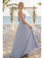 billige Brudepikekjoler-A-linje Brudepikekjole Kjæreste / Spagettistropper Ermeløs Elegant Gulvlengde Chiffon med Delt front / Ensfarget