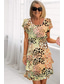 billige Chiffonkjoler-Dame Midikjole Chiffonkjoler Sommerkjole Print kjole Elegant Daglig Normal Blomstret Geometrisk Kortermet Crew-hals Lysegul Lys rosa Dusty Rose Rød Sommer