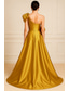abordables Robes de Soirée en A-Ligne A Longueur au sol Robe de Soirée Tenue de soirée Élégant Sans manches Une Épaule Mariage Formel Poche Satin avec Plis Fleur d'Épaule