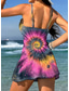 abordables Tankinis-Mujer Bañadores Una pieza Falda Traje de baño Elegante Vacaciones Graphic Geométrico Escote en Pico Sin Mangas Trajes de baño