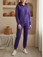 voordelige Dames trainingspakken-Dames joggingpak met hoodie in effen kleur, lange mouwen en capuchon, casual joggingbroek voor de herfst en winter, geschikt als loungewear in diverse kleuren.
