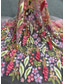 billiga Ballgowns för kvällsbruk-Balklänning Golvlång Balklänning med överkjol Elegant Ärmlös V-hals Bröllop Formell Satäng Spets med Broderad blomma 3D-blommor