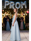 preiswerte Lange Kleider &amp; Abendkleider-A-Linie Bodenlang Kleid für Hochzeitsgäste Abendkleid Abiballkleider Elegant Ärmellos Trägerlos Abschlussball Formell Satin mit Schleife(n)
