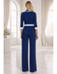 baratos Fatos Femininos-Mulheres Ternos de 2 peças Formal Convidado do casamento Festa de Casamento Chiffon Elegante Manga 3/4 plissada Longo Lapela Xale