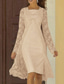 preiswerte Mamas Kleidersets-Zweiteilig Schlauchkleid Knielang Kleid für Hochzeitsgäste Brautmutterkleid Ärmellos Quadrathals Elegant Hochzeitsgast Hochzeitsfeier Kirche Chiffon Spitze Jackenkleider mit Einfarbig