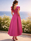 abordables Robes de cocktail-Ligne A Asymétrique Robes de Cocktail Robes de soirée Élégant Asymétrique Sans manches Col en V Semi-Formel Invité de mariage d'automne Tissu Extensible avec Volants